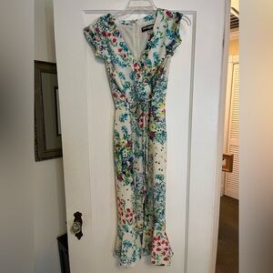 Karl Lagerfeld Floral Wrap Tie Front Midi Dress